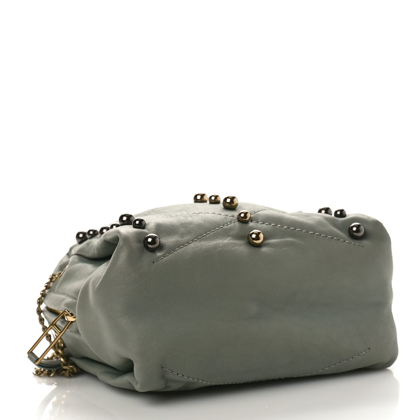 Lambskin Quilted Studded Mini Sugar Shoulder Bag Water Blue