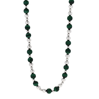 Tiffany Sterling Silver Malachite Bead Necklace 1 of 5