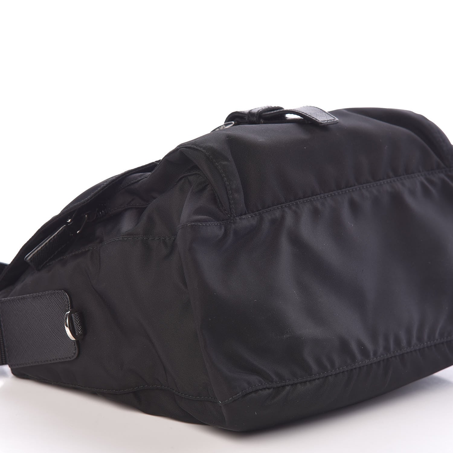 Prada Nylon Vela Saffiano Single Buckle Messenger Shoulder Bag Black 7 of 8
