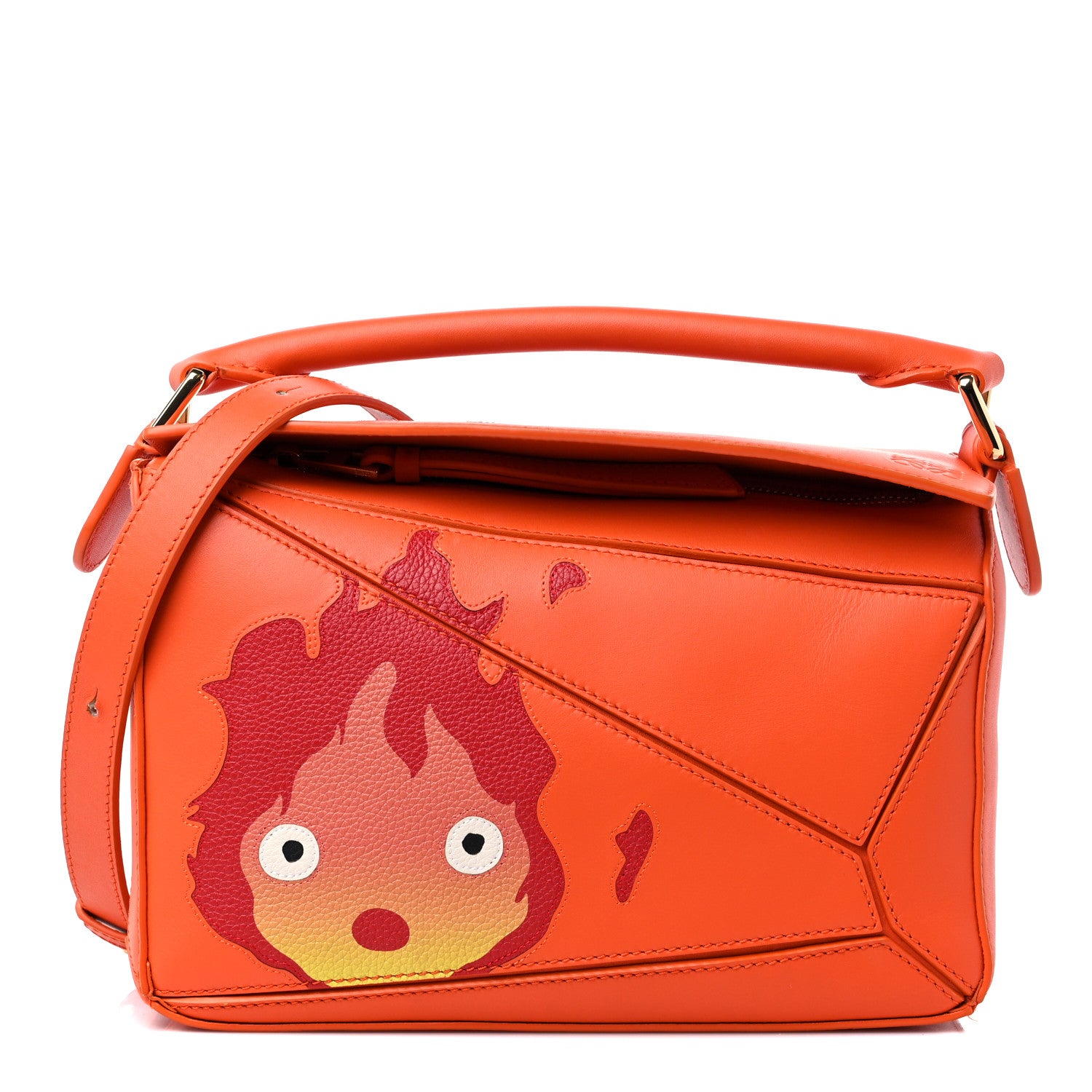 Loewe X HOWLS MOVING CASTLE Satin Calfskin Small Calcifer Puzzle Orange 1 of 13