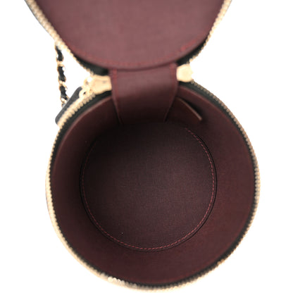 Chanel Lambskin Quilted Round Small Vanity Case With Chain Black 5 of 11