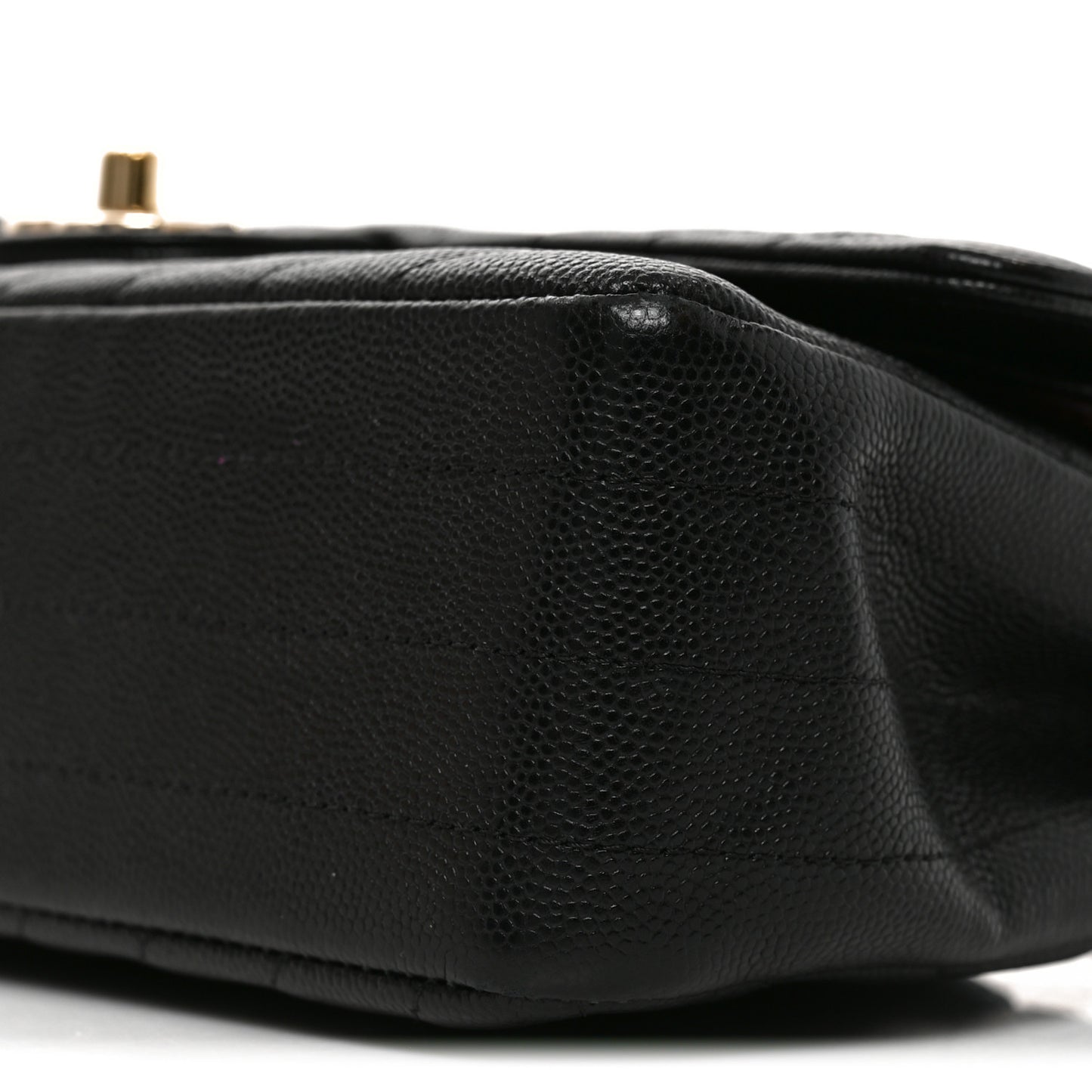 Caviar Chevron Quilted Medium Double Flap Black