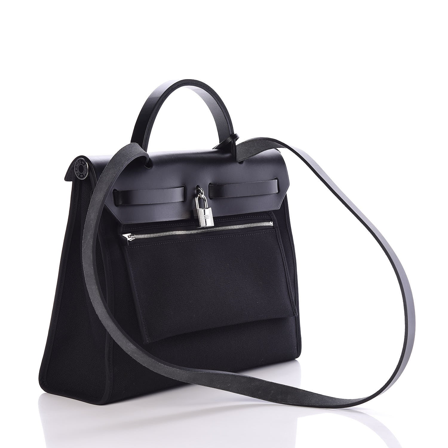 Hermes Military Toile Vache Hunter Herbag Zip PM 31 Black 4 of 10