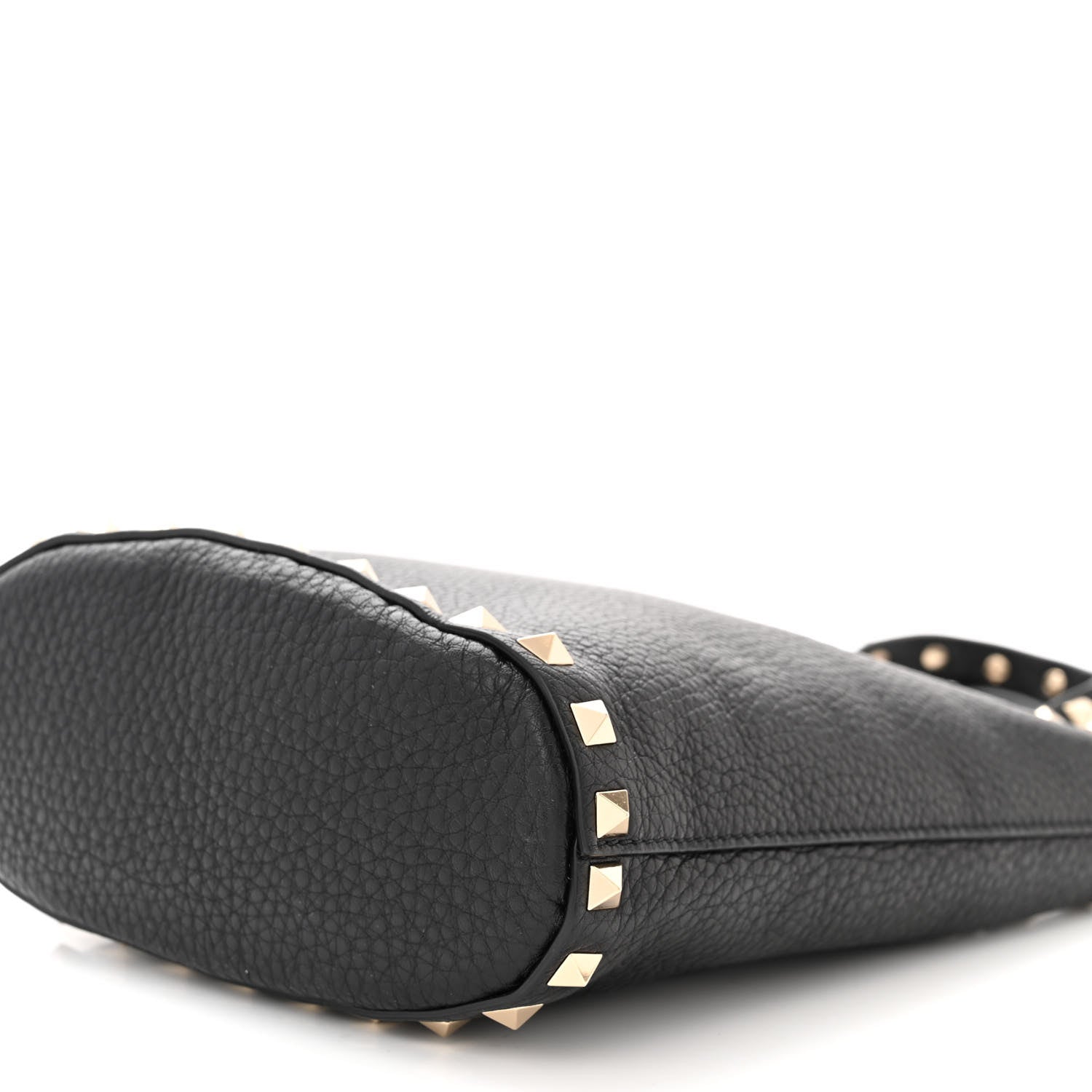 Valentino Garavani Pebbled Calfskin Rockstud Bucket Bag Black 9 of 10