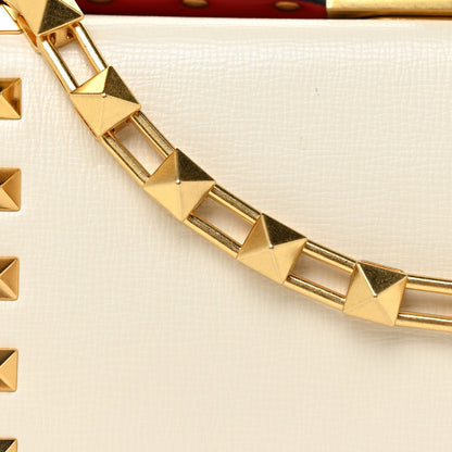 Valentino Garavani Grainy Calfskin Rockstud Clutch Light Ivory 7 of 13