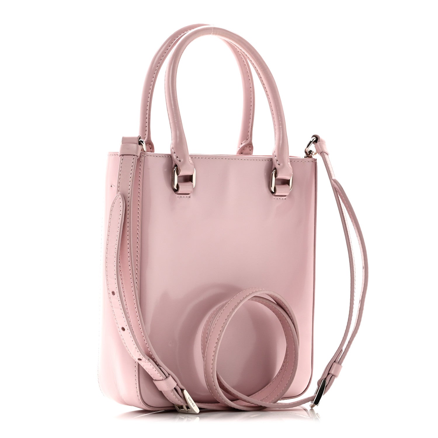 Prada Spazzolato Triangle Small Double Handle Crossbody Tote Alabastro 3 of 9