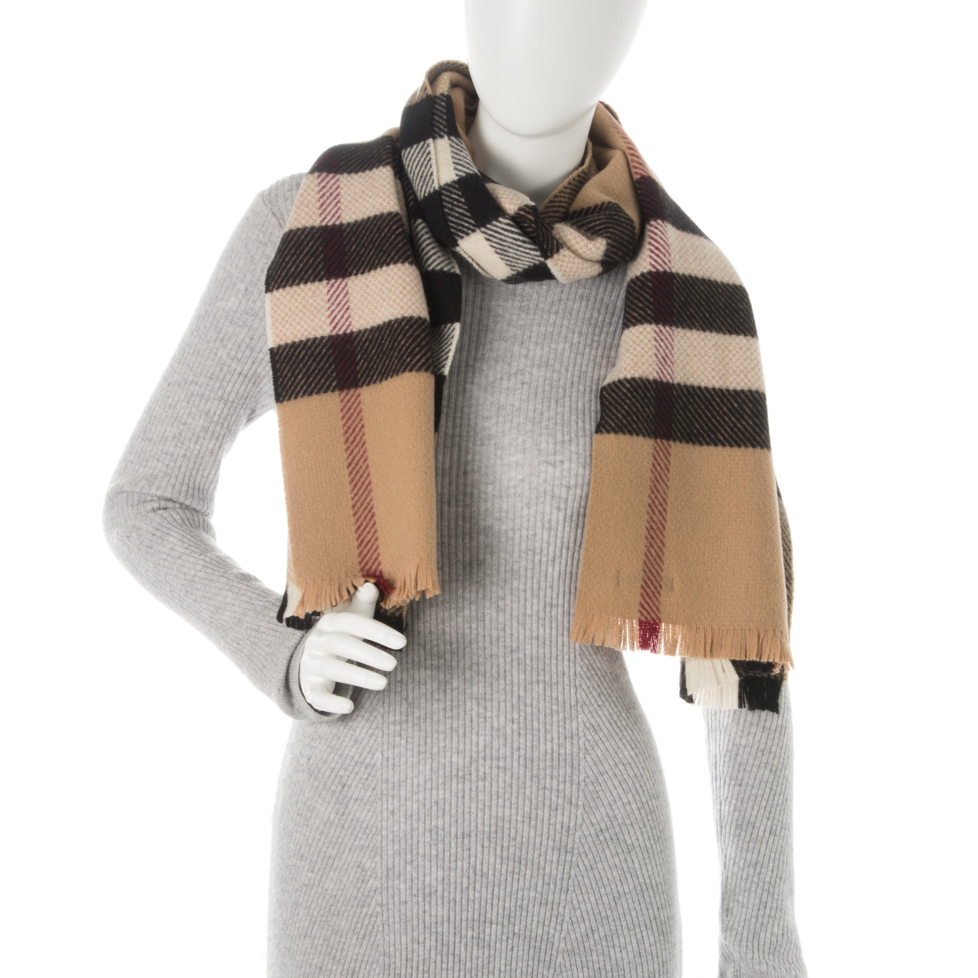 Burberry Merino Wool Giant Check Scarf Camel 2 of 6