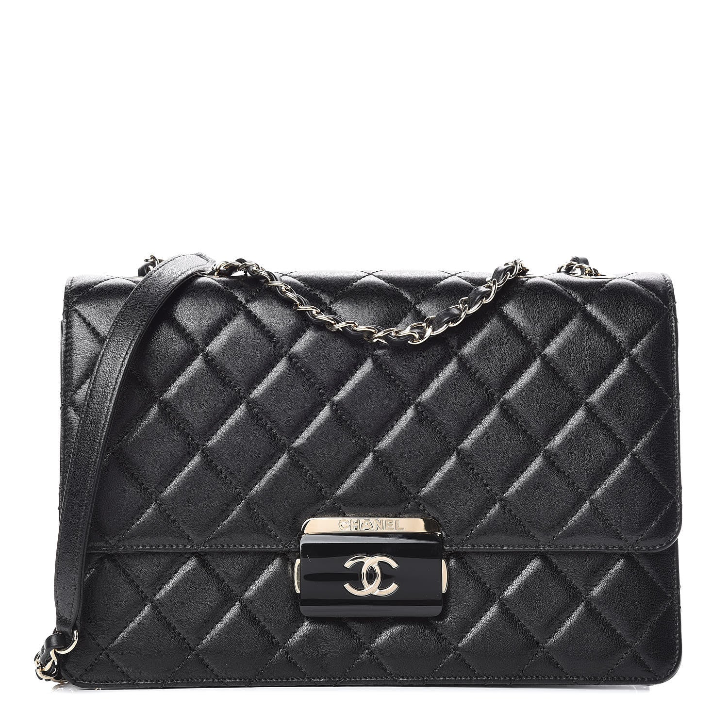 Chanel Sheepskin Quilted Large Beauty Lock Flap Black 1 of 11