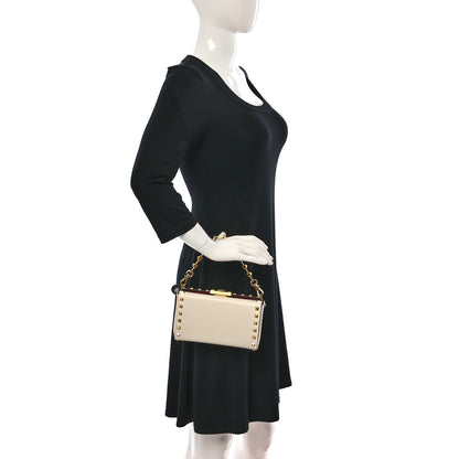 Valentino Garavani Grainy Calfskin Rockstud Alcove Box Clutch Ivory 3 of 9