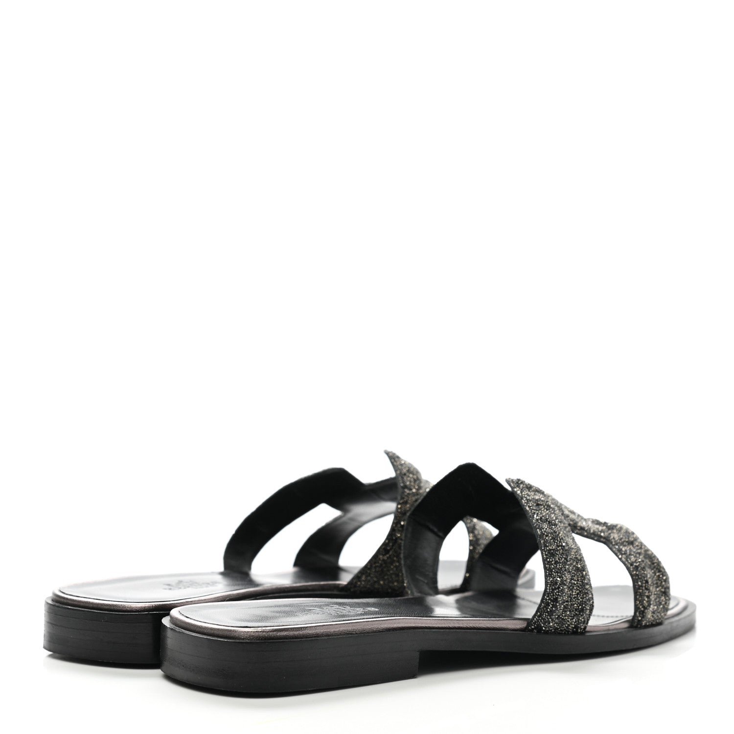 Hermes Goatskin Crystal Oran Sandals 35 Black 4 of 12