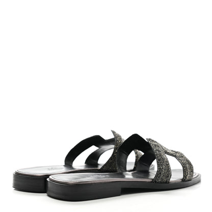 Hermes Goatskin Crystal Oran Sandals 35 Black 4 of 12