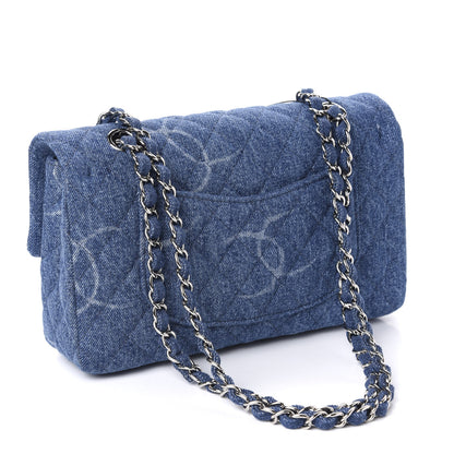 Chanel Denim Quilted CC Print Medium Single Flap Blue 4 of 12