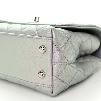 Chanel Iridescent Caviar Quilted Extra Mini Coco Handle Flap Light Blue 10 of 11