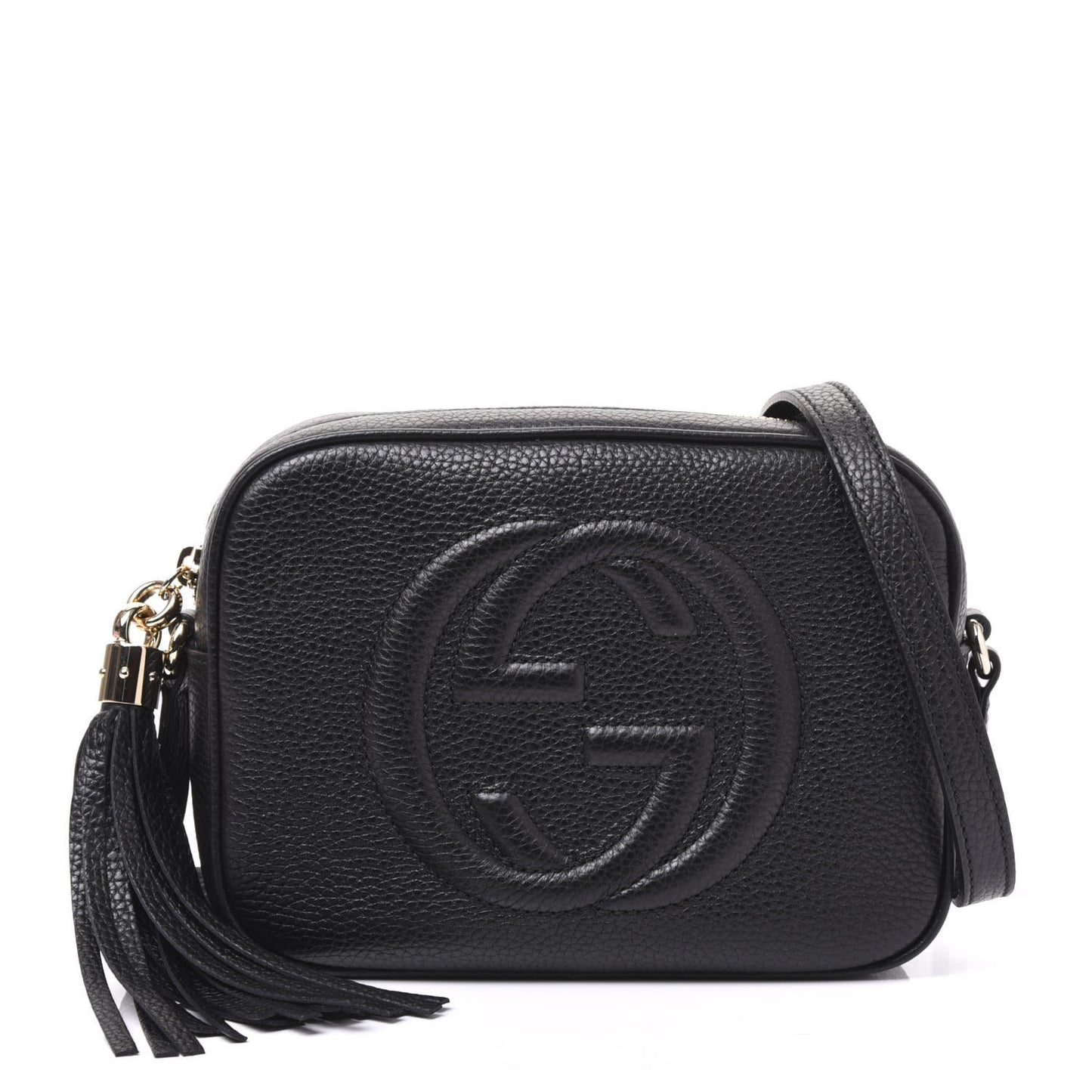 Pebbled Calfskin Small Soho Disco Bag Black