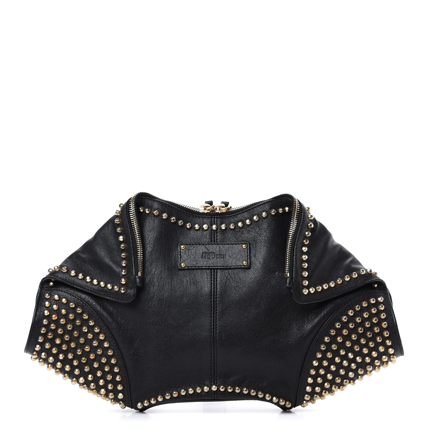 Alexander McQueen Calfskin Studded De Manta Clutch Black 1 of 12