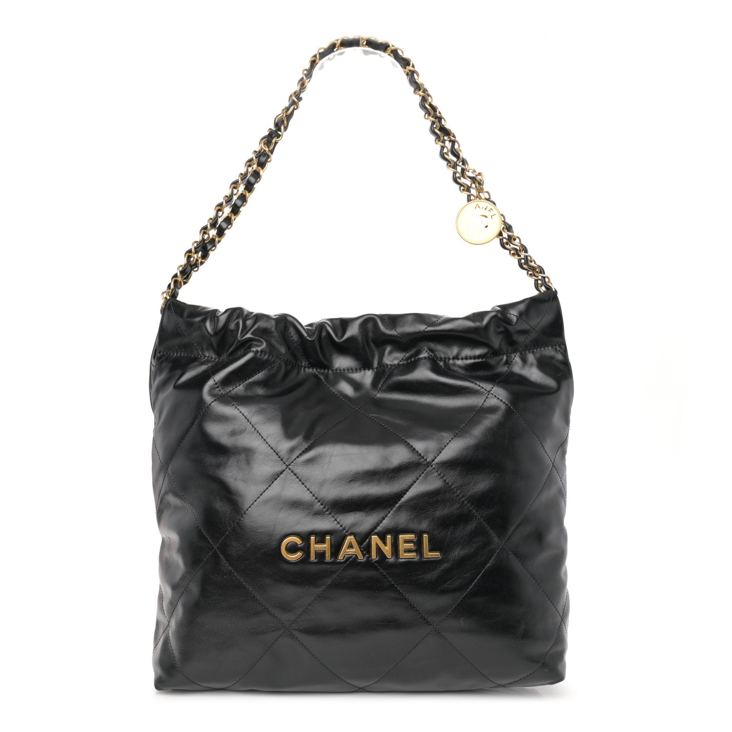 Chanel Shiny Calfskin Quilted Small Chanel 22 Black 1 of 11