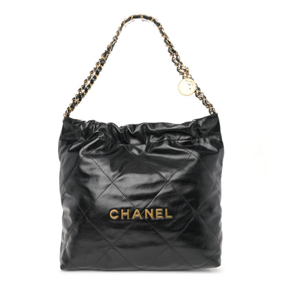 Chanel Shiny Calfskin Quilted Small Chanel 22 Black 1 of 11