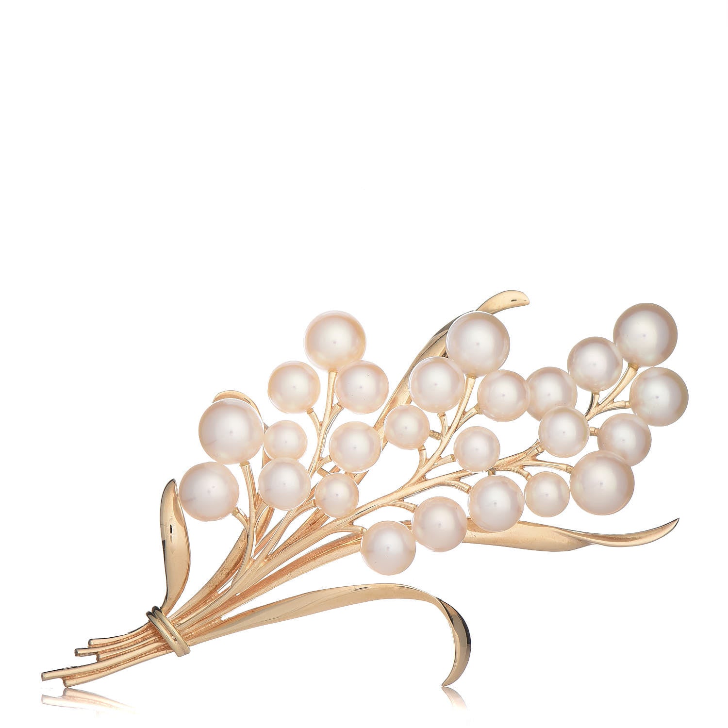 Mikimoto 14K Yellow Gold Akoya Pearl 5-7.5mm Brooch 1 of 4