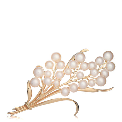 Mikimoto 14K Yellow Gold Akoya Pearl 5-7.5mm Brooch 1 of 4