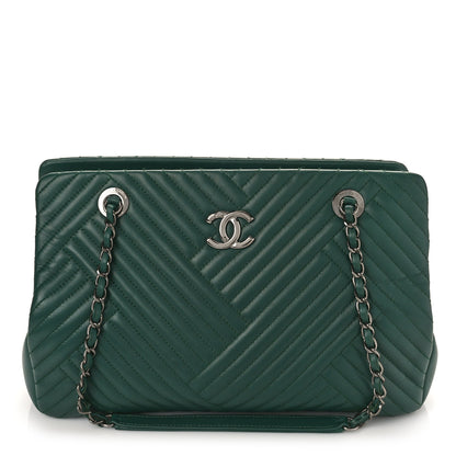 Chanel Lambskin Quilted CC Crossing Shopping Tote Green 1 of 10