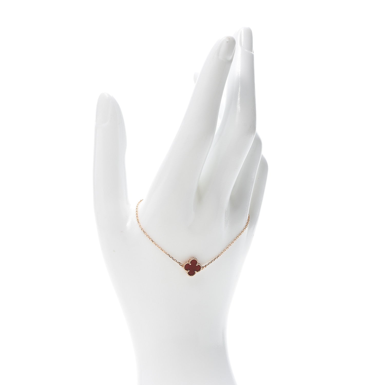 Van Cleef & Arpels 18K Rose Gold Carnelian Sweet Alhambra Bracelet 2 of 6