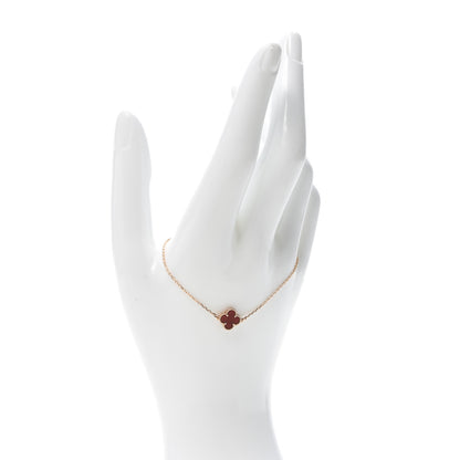 Van Cleef & Arpels 18K Rose Gold Carnelian Sweet Alhambra Bracelet 2 of 6