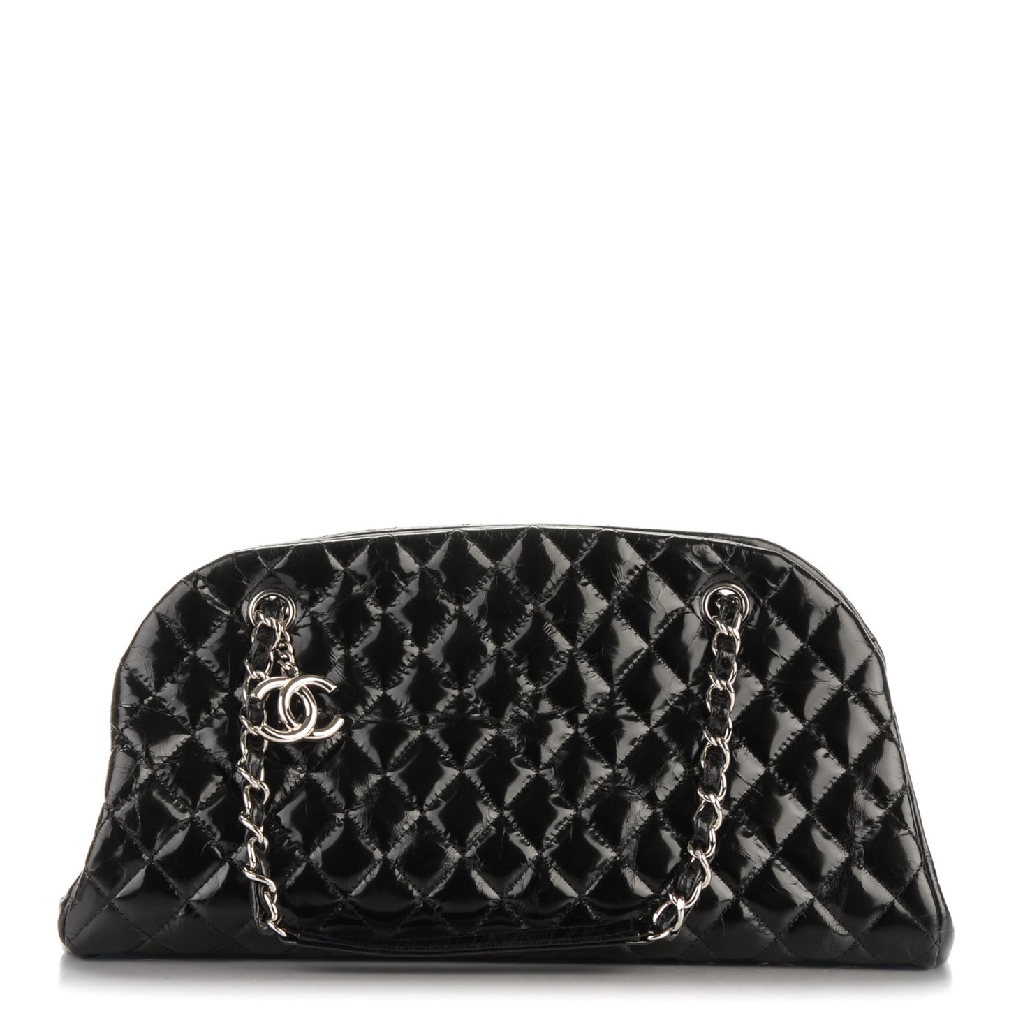 Glazed Calfskin Quilted Medium Just Mademoiselle Black