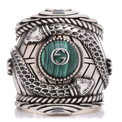 Gucci Sterling Silver Large Garden Ring Green 63 10.25 1 of 7