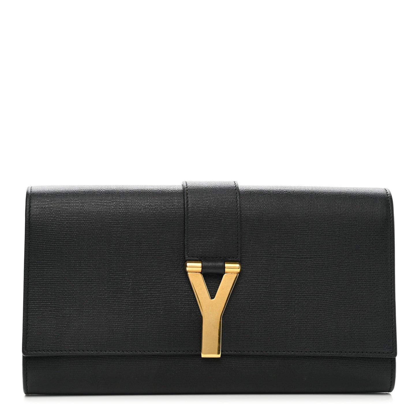 Textured Calfskin Classic Y Ligne Clutch Black