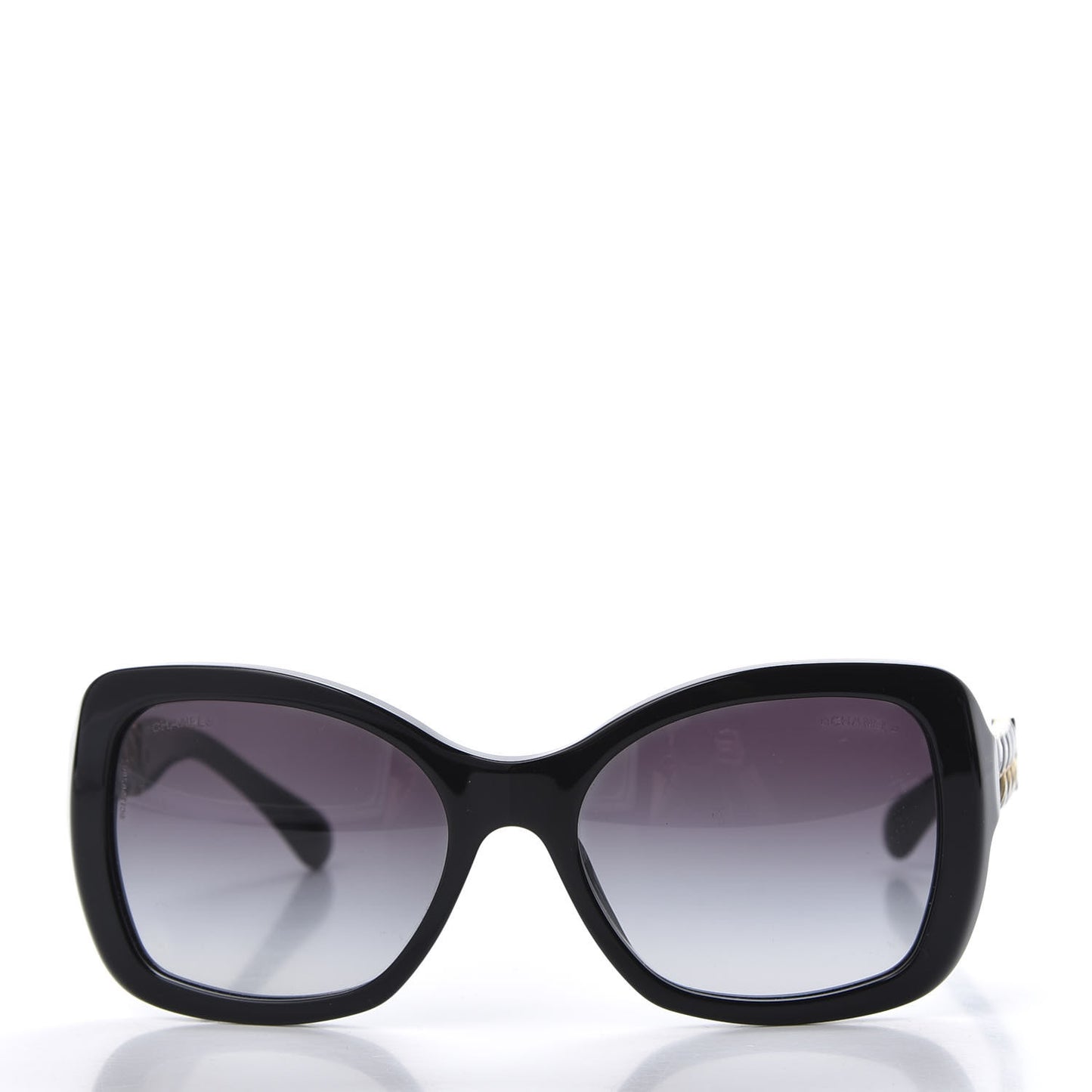 Acetate Metal Chain Square Sunglasses 5305 Black