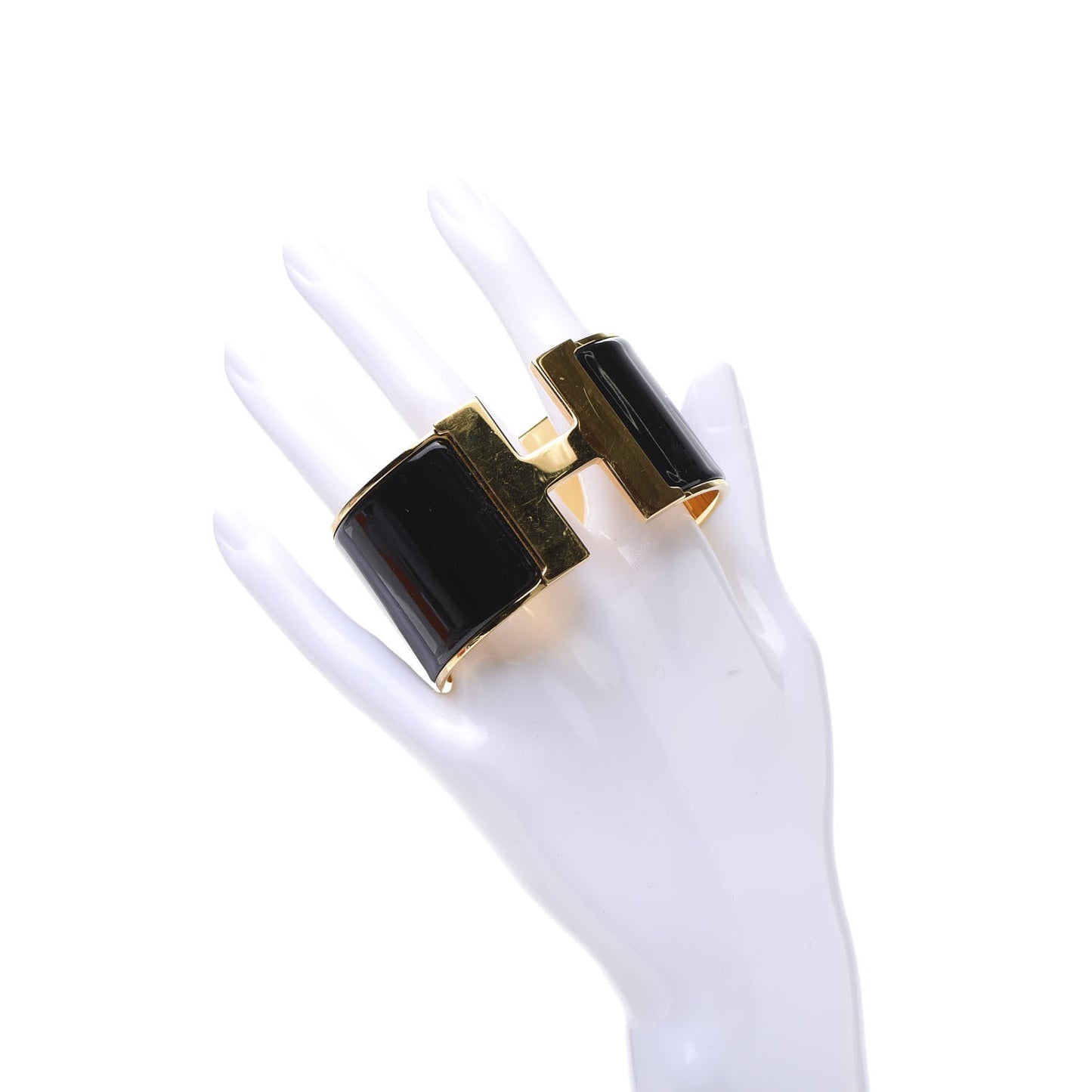 Enamel Extra Wide Clic Clac H Bracelet GM Black
