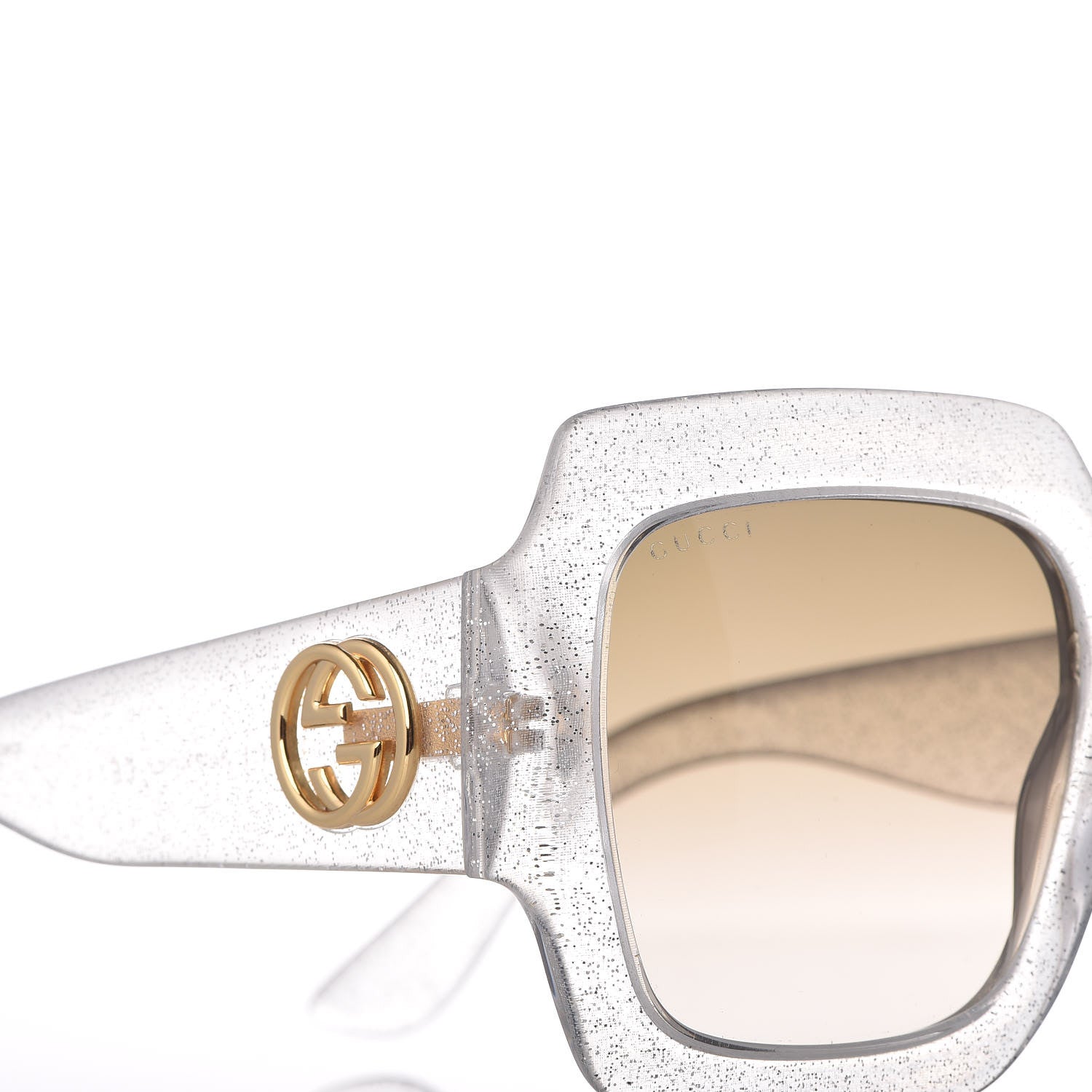 Gucci Glitter Acetate Square Frame Sunglasses GG 0053/S Silver 7 of 7
