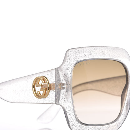 Gucci Glitter Acetate Square Frame Sunglasses GG 0053/S Silver 7 of 7