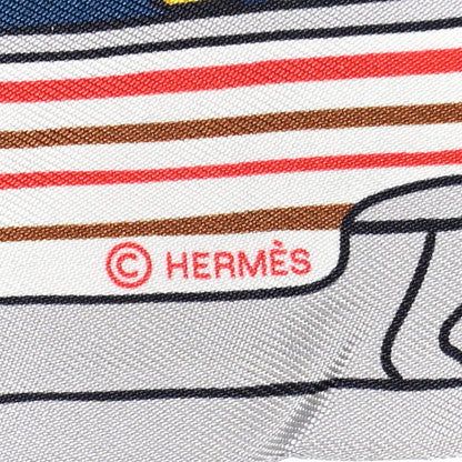 Hermes Silk Les Chiens Parisiens Twilly Gris Perle Bleu Jaune 3 of 9