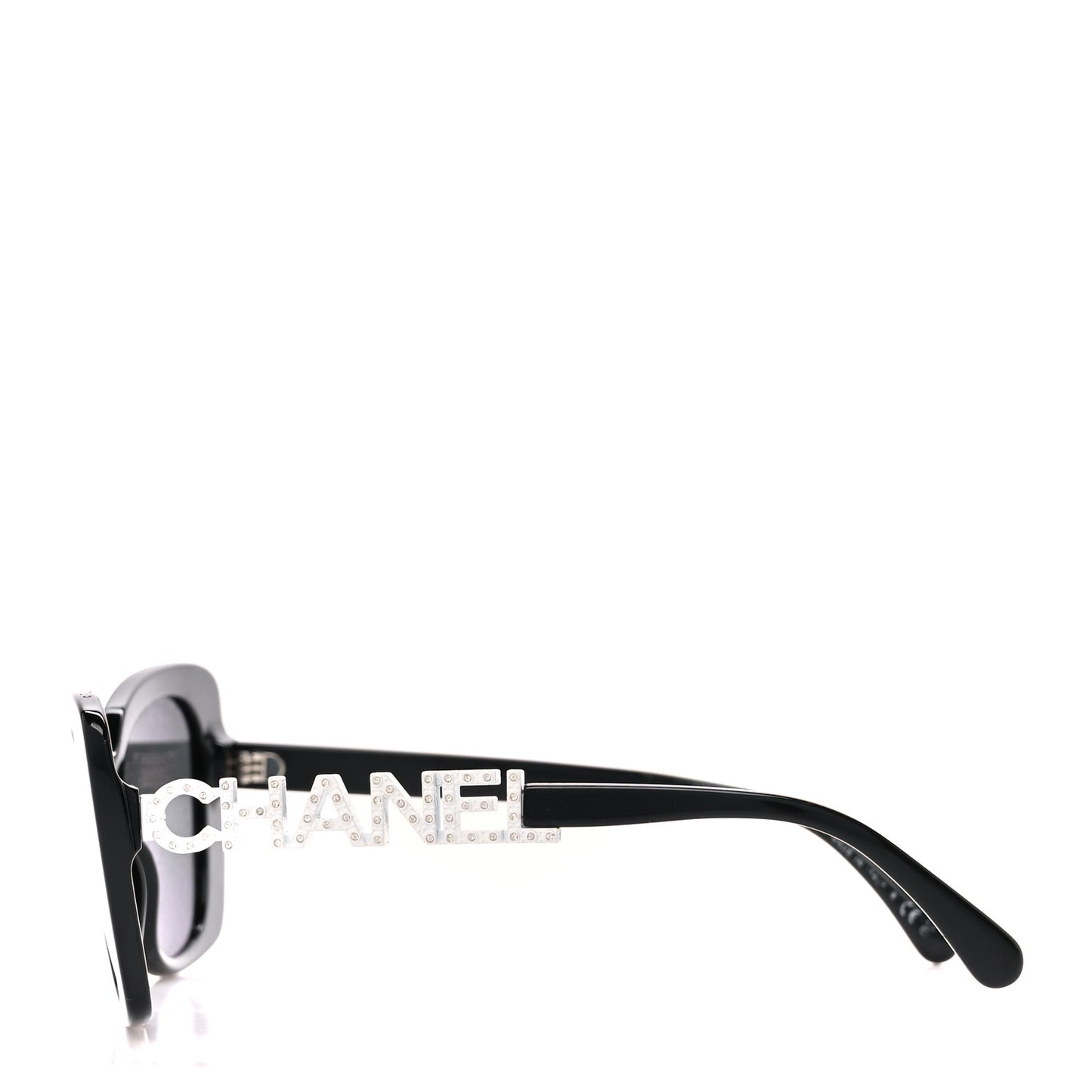 Acetate Strass Square Sunglasses 5422-B Black White