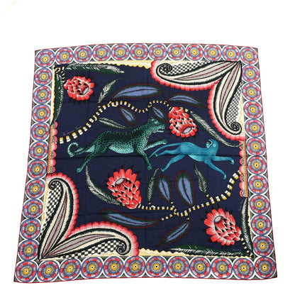 Hermes Cashmere Silk The Savana Dance Shawl 140 Marine Vert Corail 1 of 4