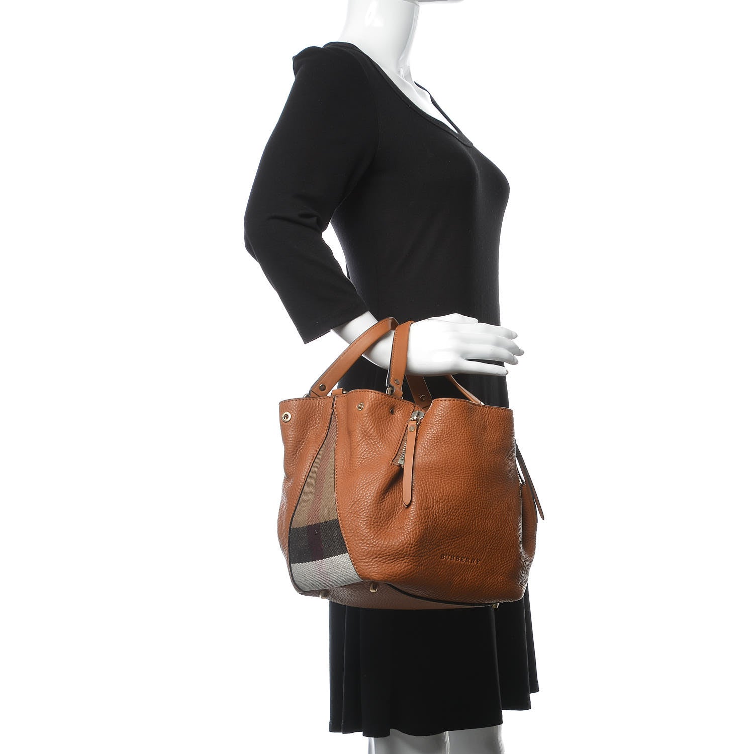 Burberry Grainy Calfskin House Check Small Maidstone Saddle Brown 3 of 7