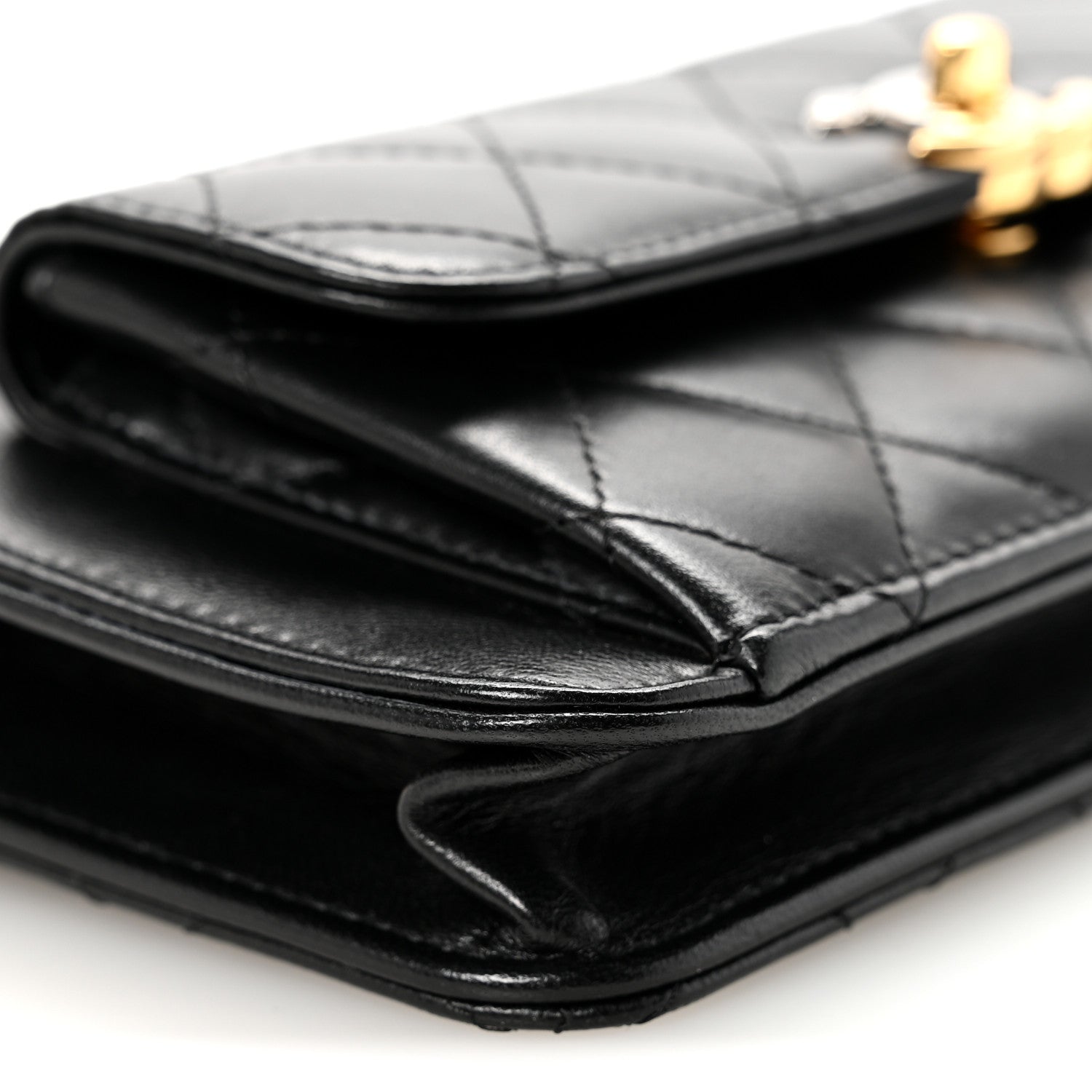 Chanel Lambskin Quilted Front Pocket Clutch With Chain Black 9 of 12