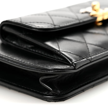 Chanel Lambskin Quilted Front Pocket Clutch With Chain Black 9 of 12