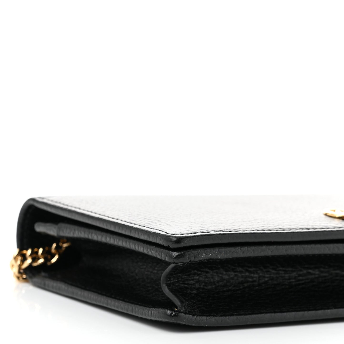 Calfskin Mini GG Marmont Chain Wallet Black