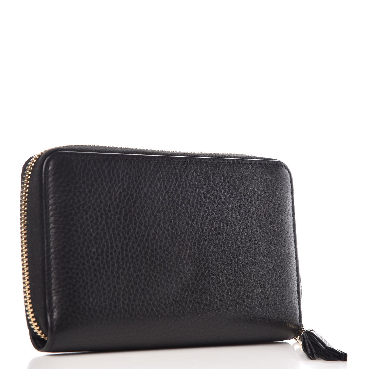 Pebbled Calfskin Medium Soho Zip Around Wallet Black