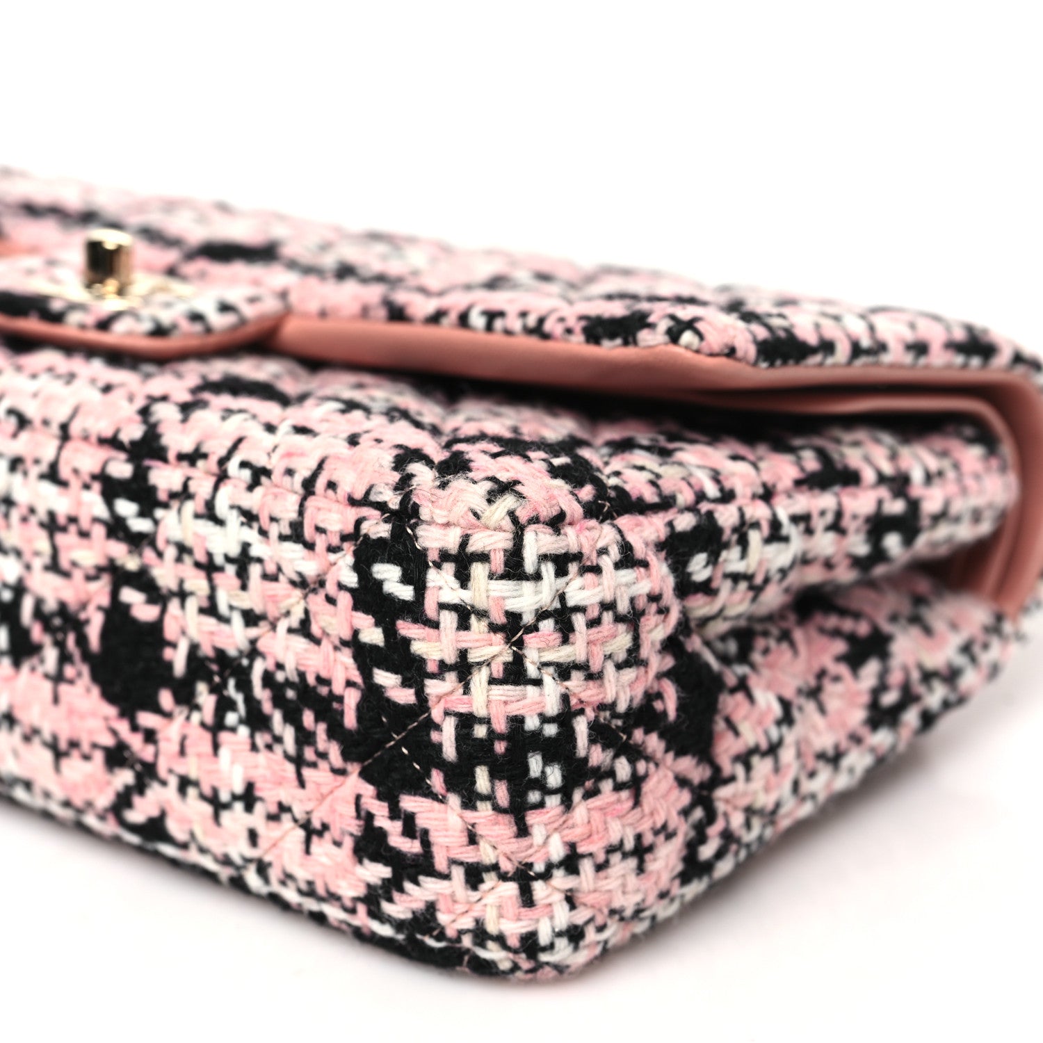 Chanel Tweed Quilted Medium Rectangular Flap Pink Black White 10 of 10
