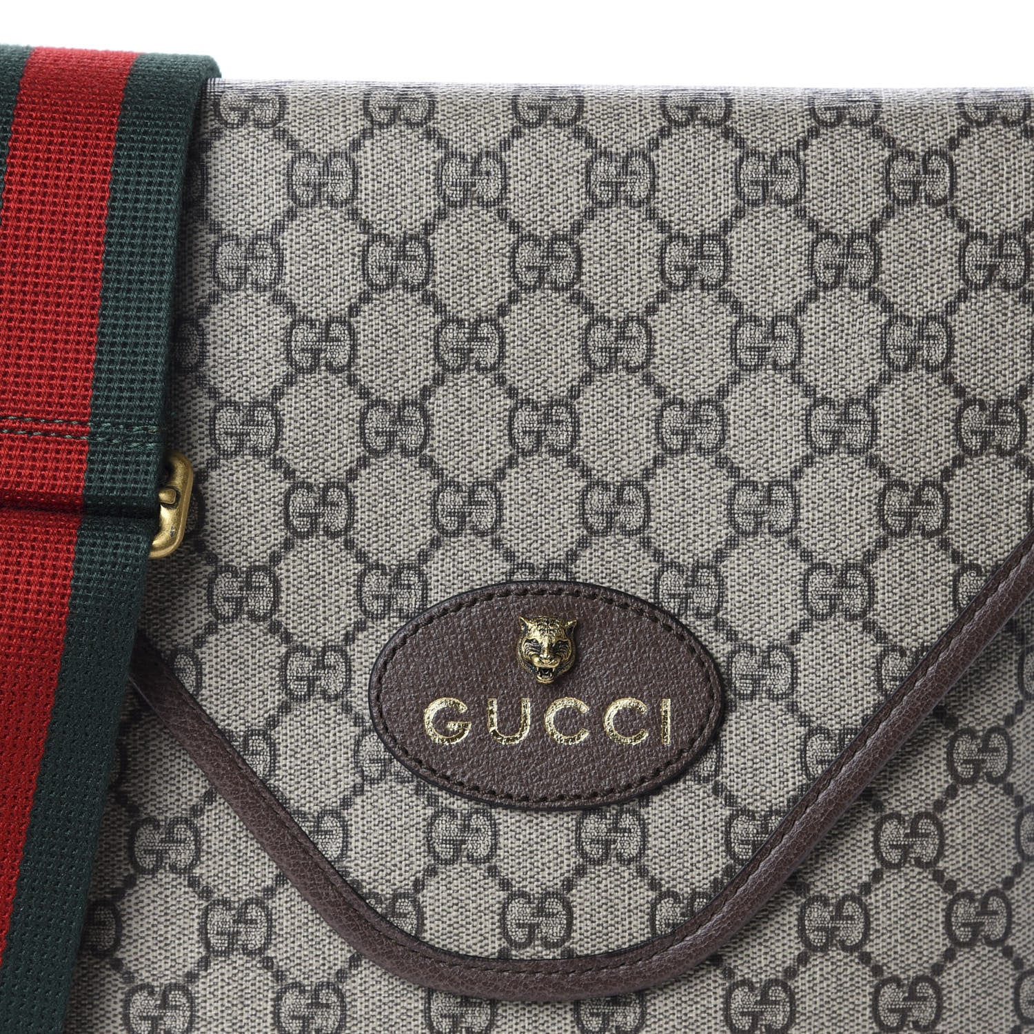 Gucci GG Supreme Monogram Web Medium Neo Vintage Flap Messenger Bag Beige New Acero 9 of 9