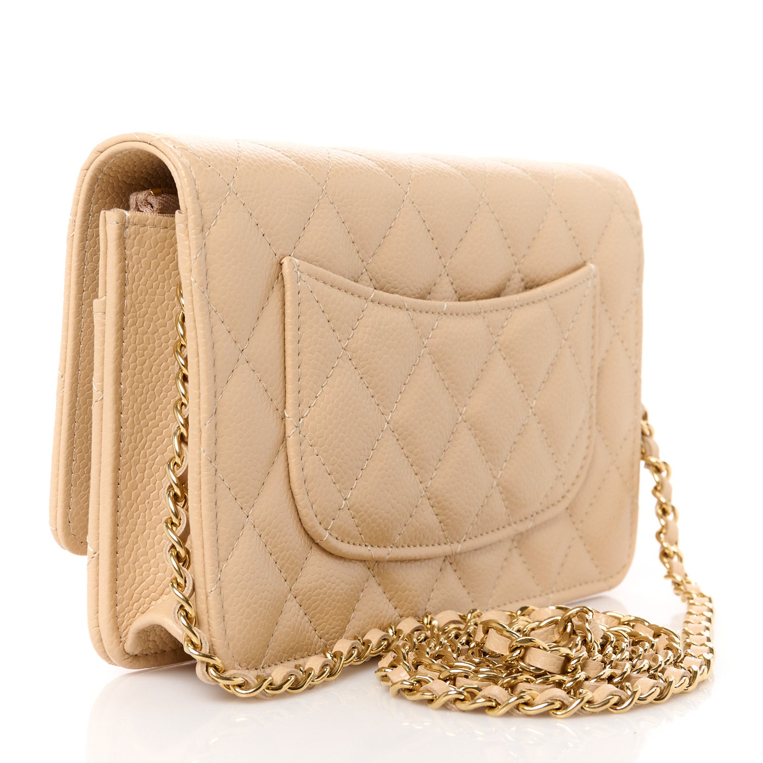 Chanel Caviar Quilted Wallet on Chain WOC Beige 3 of 12