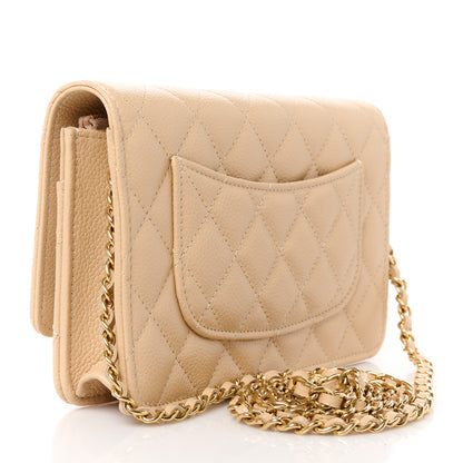 Chanel Caviar Quilted Wallet on Chain WOC Beige 3 of 12