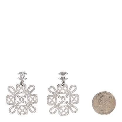 Chanel Crystal Strass Cross CC Earrings Silver 2 of 4