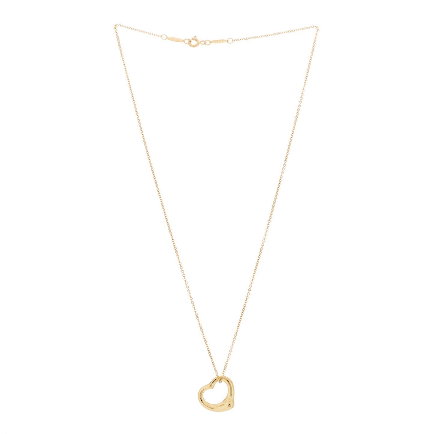 18K Yellow Gold 16mm Elsa Peretti Open Heart Pendant Necklace