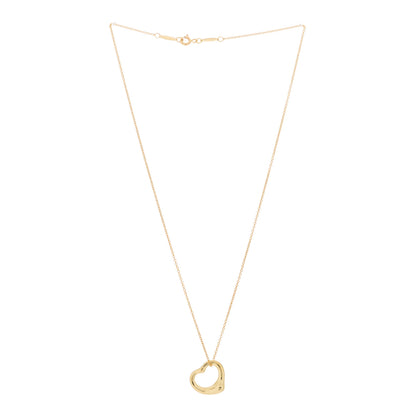Tiffany 18K Yellow Gold 16mm Elsa Peretti Open Heart Pendant Necklace 2 of 7