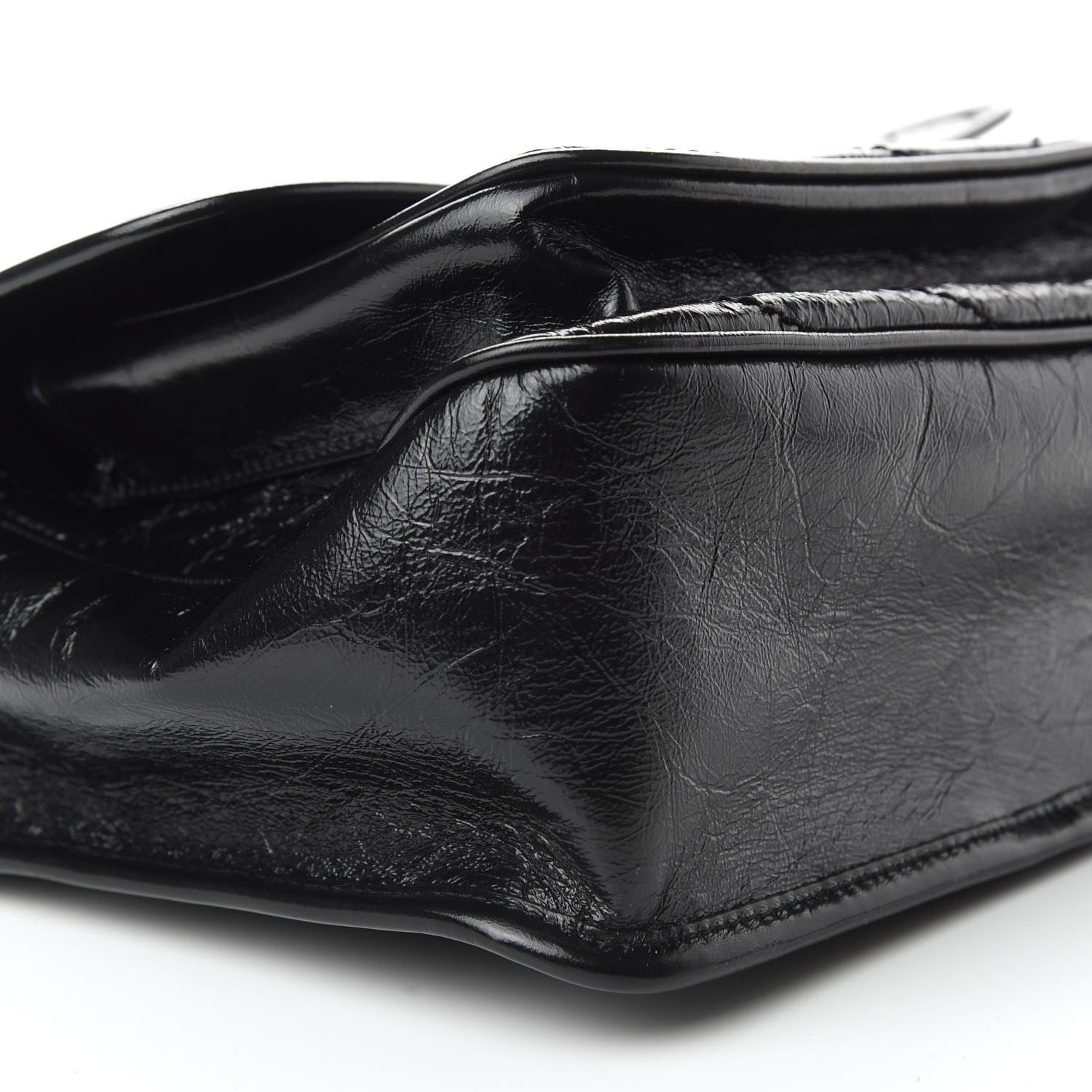 Saint Laurent Crinkled Calfskin Matelasse Monogram Medium Niki Chain Satchel Black 6 of 8