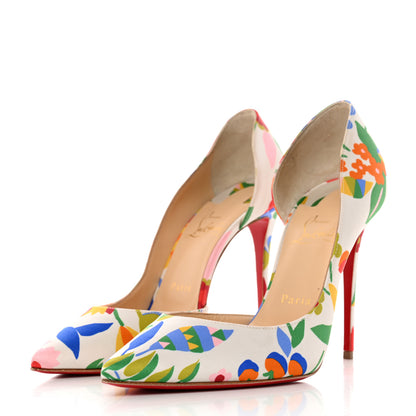Christian Louboutin Satin Iriza 100 Crepe Floral Pumps 39 Multicolor 3 of 8